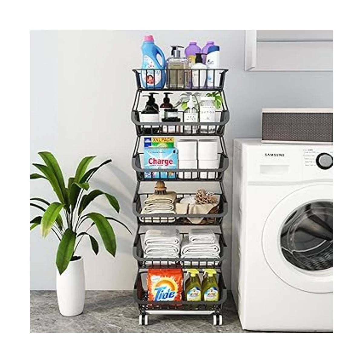 Cesta de frutas de 6 niveles para cocina carrito de_7