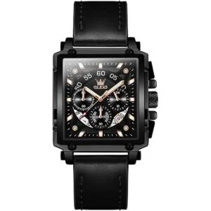 OLEVS Reloj de pulsera de cuero para hombre con resistente_1