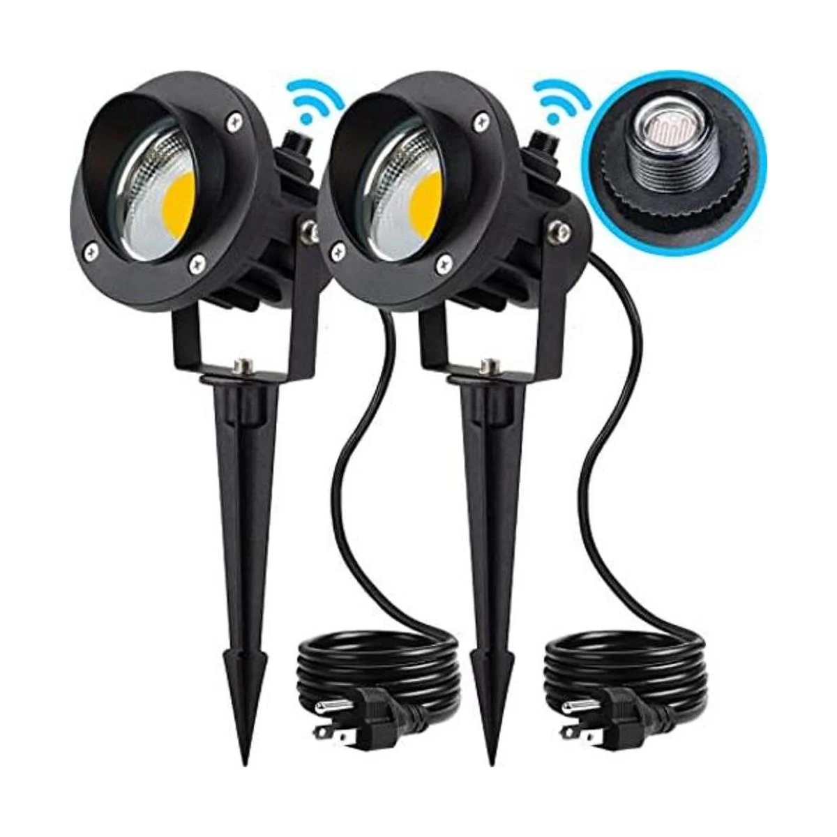 SUNVIE Foco LED para exteriores con sensor de luz de_1