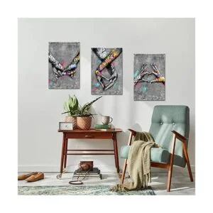 Lienzo de 3 piezas de arte callejero diseño de corazón_3