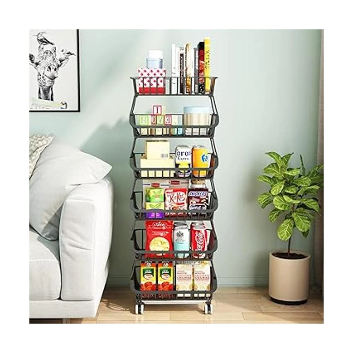 Cesta de frutas de 6 niveles para cocina carrito de_6