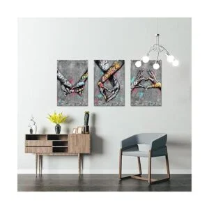 Lienzo de 3 piezas de arte callejero diseño de corazón_5