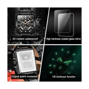 OLEVS Reloj de pulsera de cuero para hombre con resistente_4