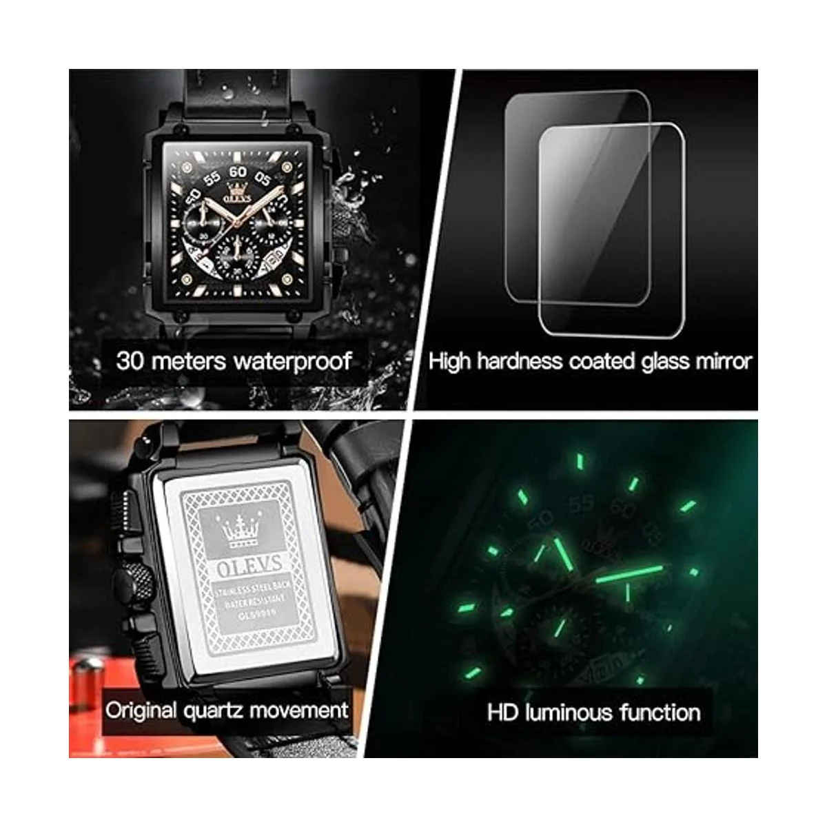 OLEVS Reloj de pulsera de cuero para hombre con resistente_4