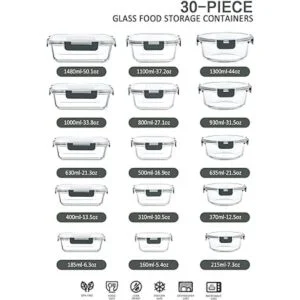 30 recipientes de vidrio para almacenamiento de alimentos_2