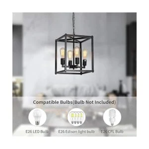 Lanhall Lámpara de araña rústica industrial de 4 luces_5