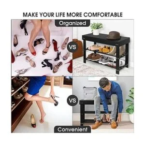 Banco de zapatero para entrada banco pequeño de bambú de_6