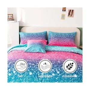 RYNGHIPY Juego de ropa de cama de 6 piezas con purpurina_3