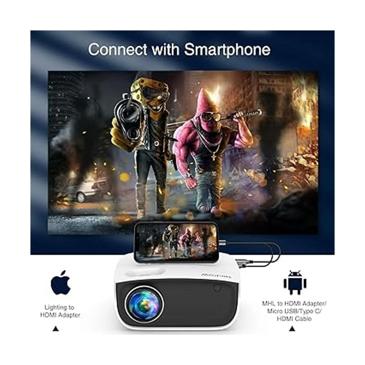 Proyector para exteriores mini proyector con pantalla de_3