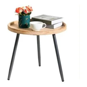 LITA Log Mesa auxiliar redonda de escritorio mesita de_2