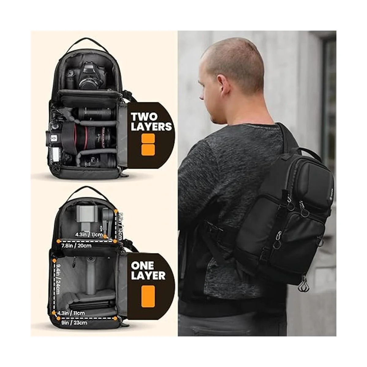 TARION Bolso bandolera para cámara DSLR para hombres_4