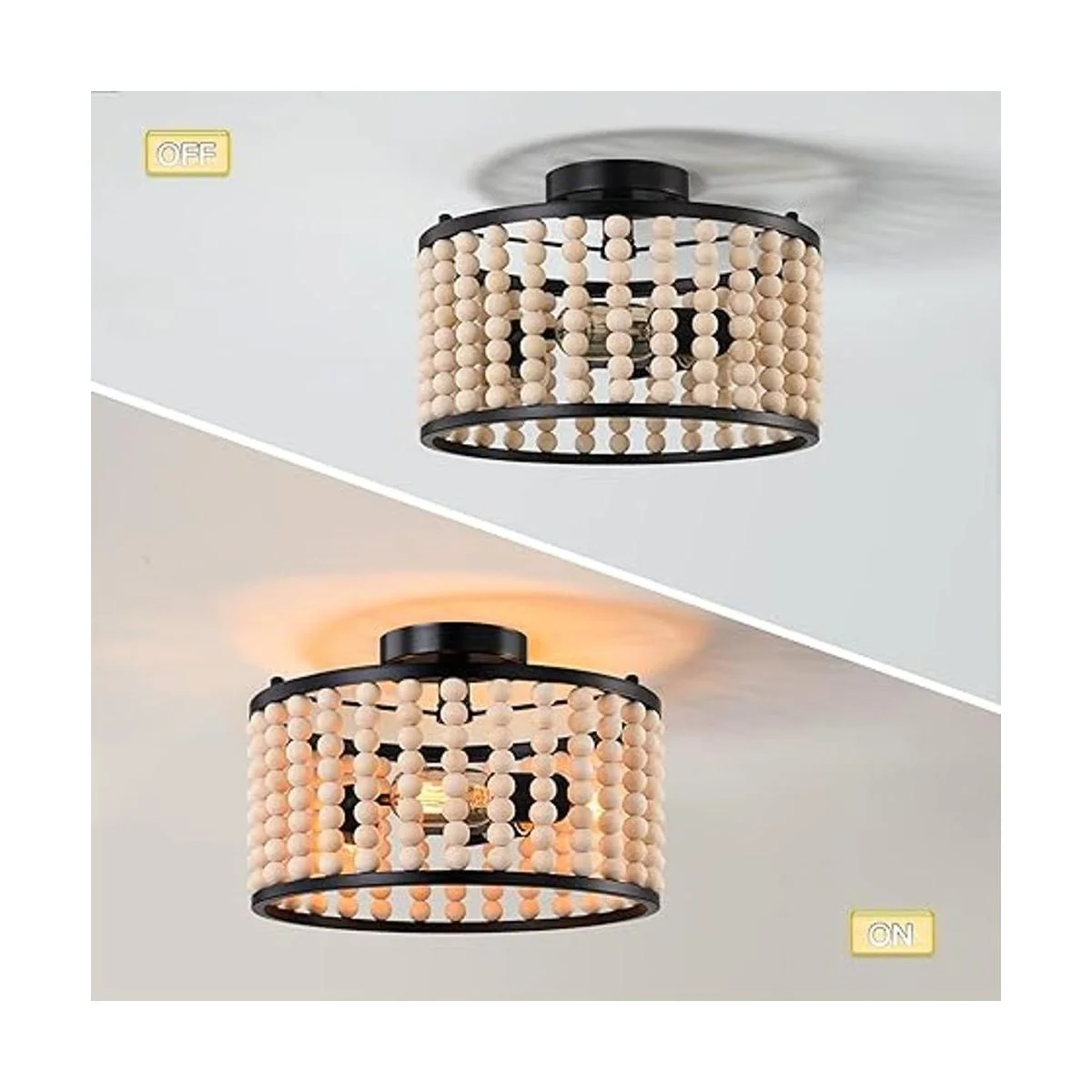 Lámpara bohemia de granja lámpara de techo de 3 cuentas_4