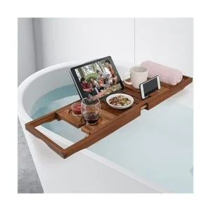 Bandeja de bañera de teca bandeja de baño de madera_2