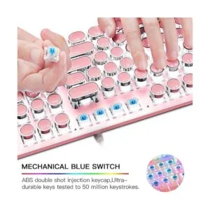 Teclado y mouse de máquina de escribir rosa teclado_5