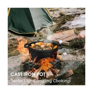 Horno holandés 2 en 1 de hierro fundido presazonado de_4