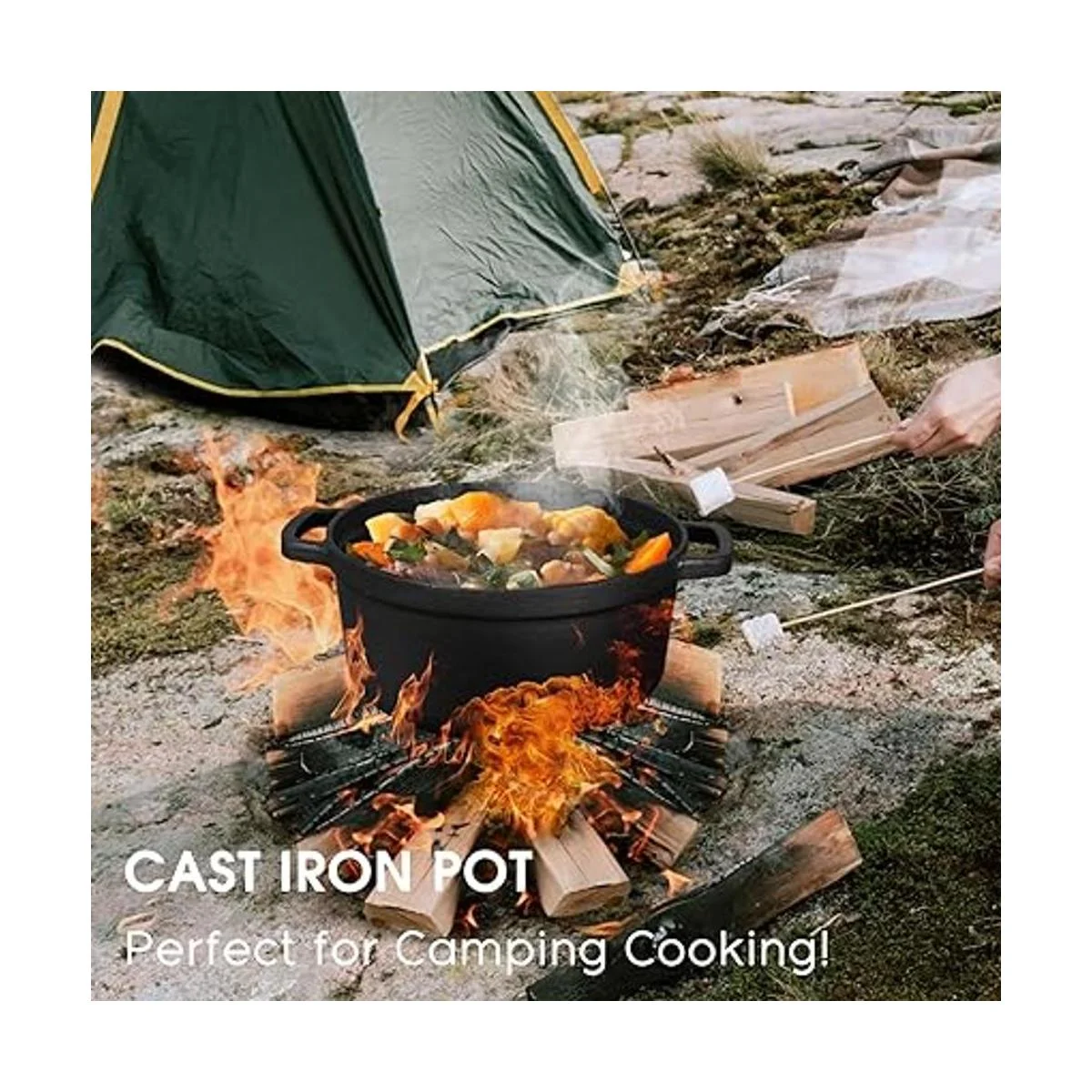 Horno holandés 2 en 1 de hierro fundido presazonado de_4