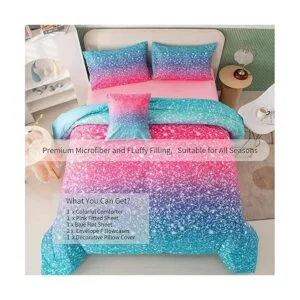 RYNGHIPY Juego de ropa de cama de 6 piezas con purpurina_2