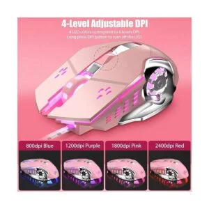 Teclado y mouse de máquina de escribir rosa teclado_6