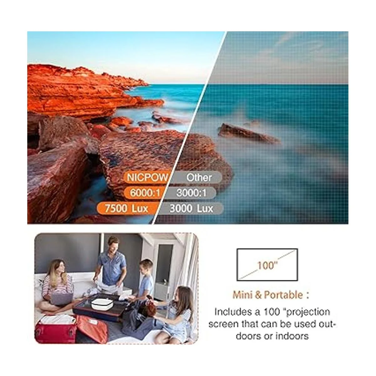Proyector para exteriores mini proyector con pantalla de_2