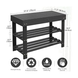 Banco de zapatero para entrada banco pequeño de bambú de_3