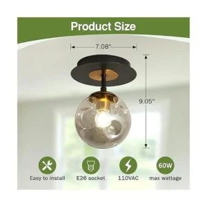 Szxykeji Lámpara de techo de 1 bombilla de techo con_2