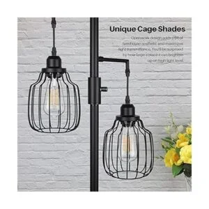 Lámpara de pie industrial regulable con 3 bombillas de_4