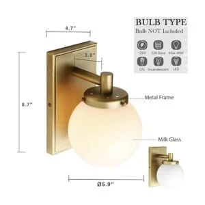 Pathson Aplique de pared vintage con cristal de globo_4