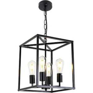 Lámpara de araña de granja negra de 4 luces lámpara_1