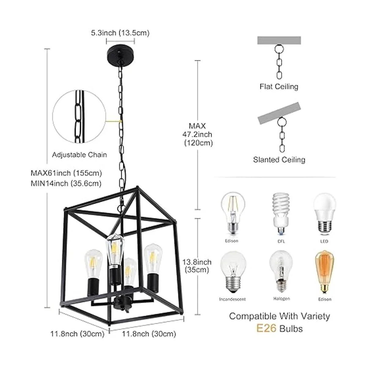 Lámpara de araña de granja negra de 4 luces lámpara_3