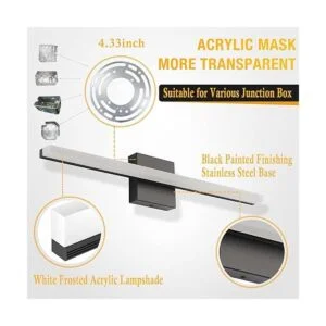 Combuh Lámparas de baño regulables color negro luces de_6