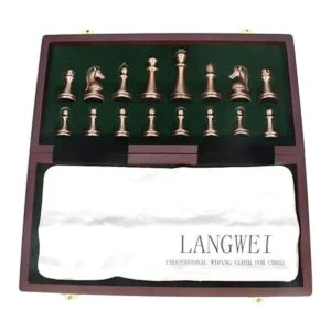 Juego de mesa de ajedrez de metal grande de lujo retro_6