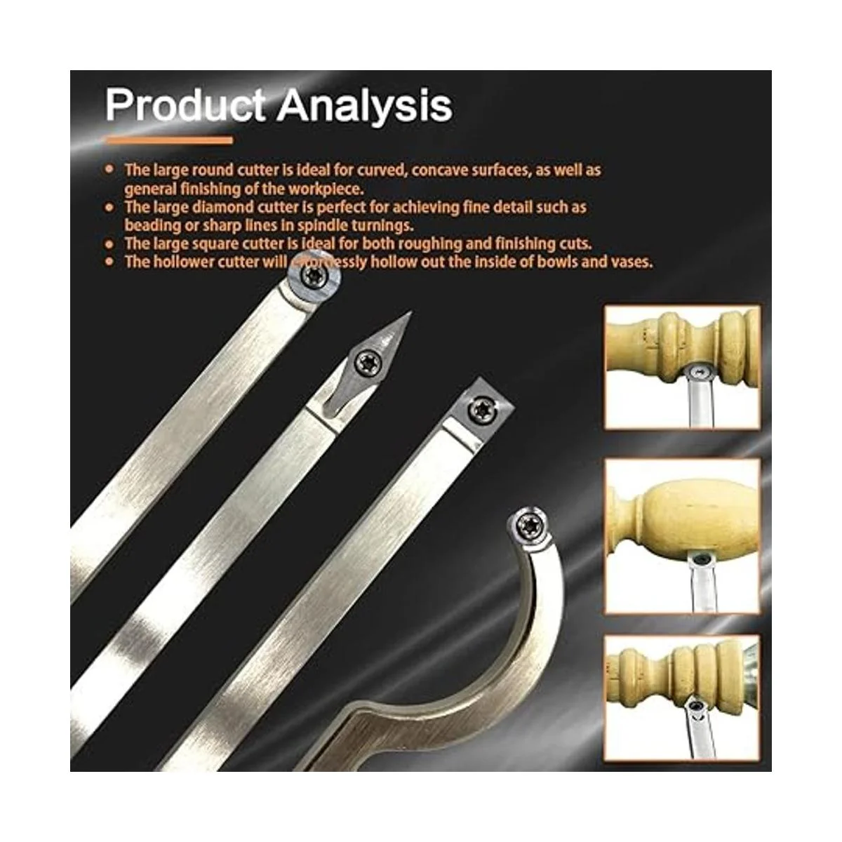 Juego de herramientas de torneado de torno de madera con_6