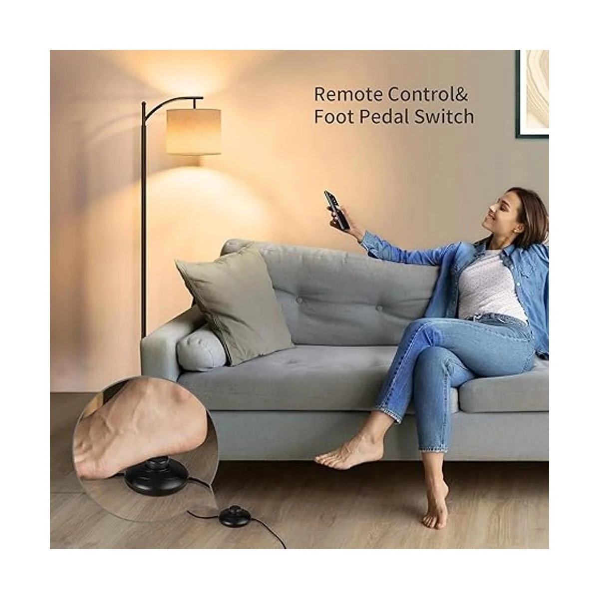 SUNMORY Lámpara de pie de arco moderna lámpara de pie con_4