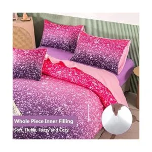 PERFEMET Juego de edredón con purpurina morada tamaño_3