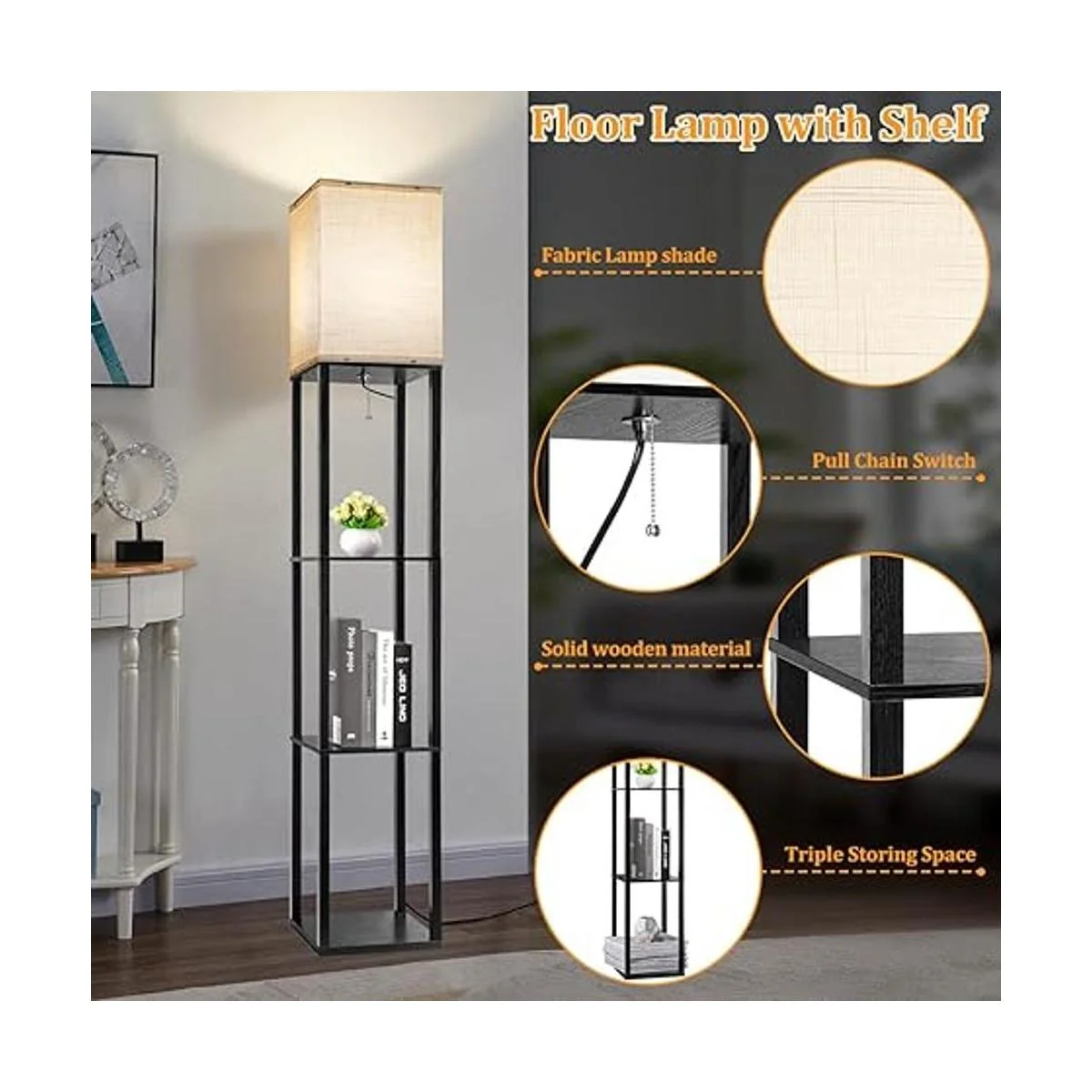 Lámpara de pie con estantes lámparas de pie para sala de_4