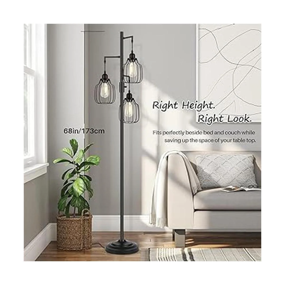 Lámpara de pie industrial regulable con 3 bombillas de_3