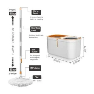 Juego de trapeador giratorio y cubo con sistema de_5