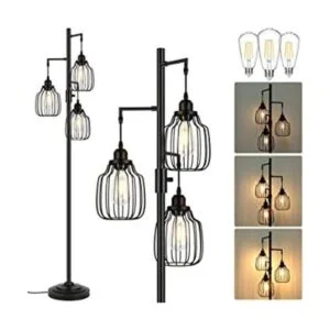Lámpara de pie industrial regulable con 3 bombillas de_1