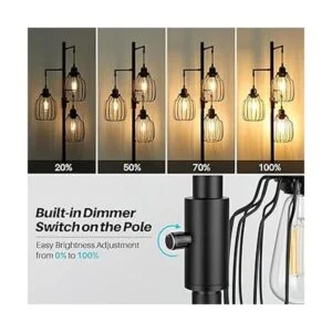 Lámpara de pie industrial regulable con 3 bombillas de_2