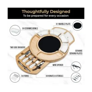 SMIRLY Juego de tabla de queso y cuchillos de bambú juego_4