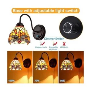 Tiffany Lámpara de pared con interruptor regulable_3