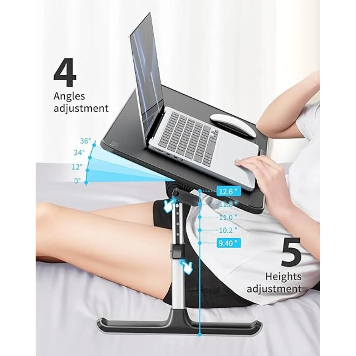 SAIJI Mesa de cama para laptops ajustable y de piel_2