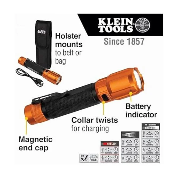 Klein Tools 56413 linterna LED recargable de 2 colores_2