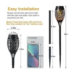 Awethone Antorcha solar con llama parpadeante luces_6