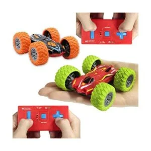 Haktoys Paquete de 2 mini coche de acrobacias con control_1