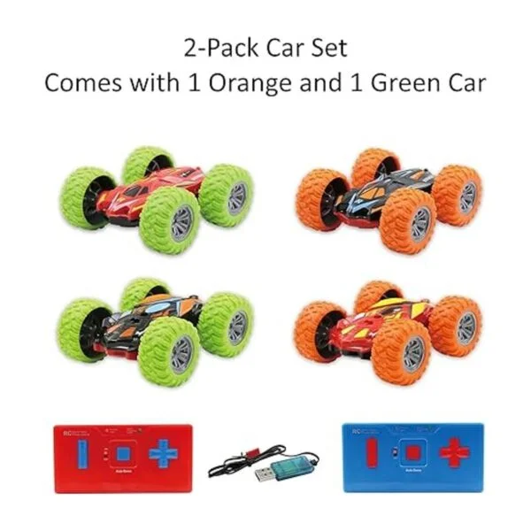Haktoys Paquete de 2 mini coche de acrobacias con control_2