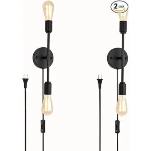 BANGANMA 2 lámparas de tocador de baño negras claras_1