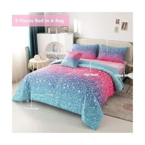 PERFEMET Juego de edredón para niñas tamaño individual 6_2