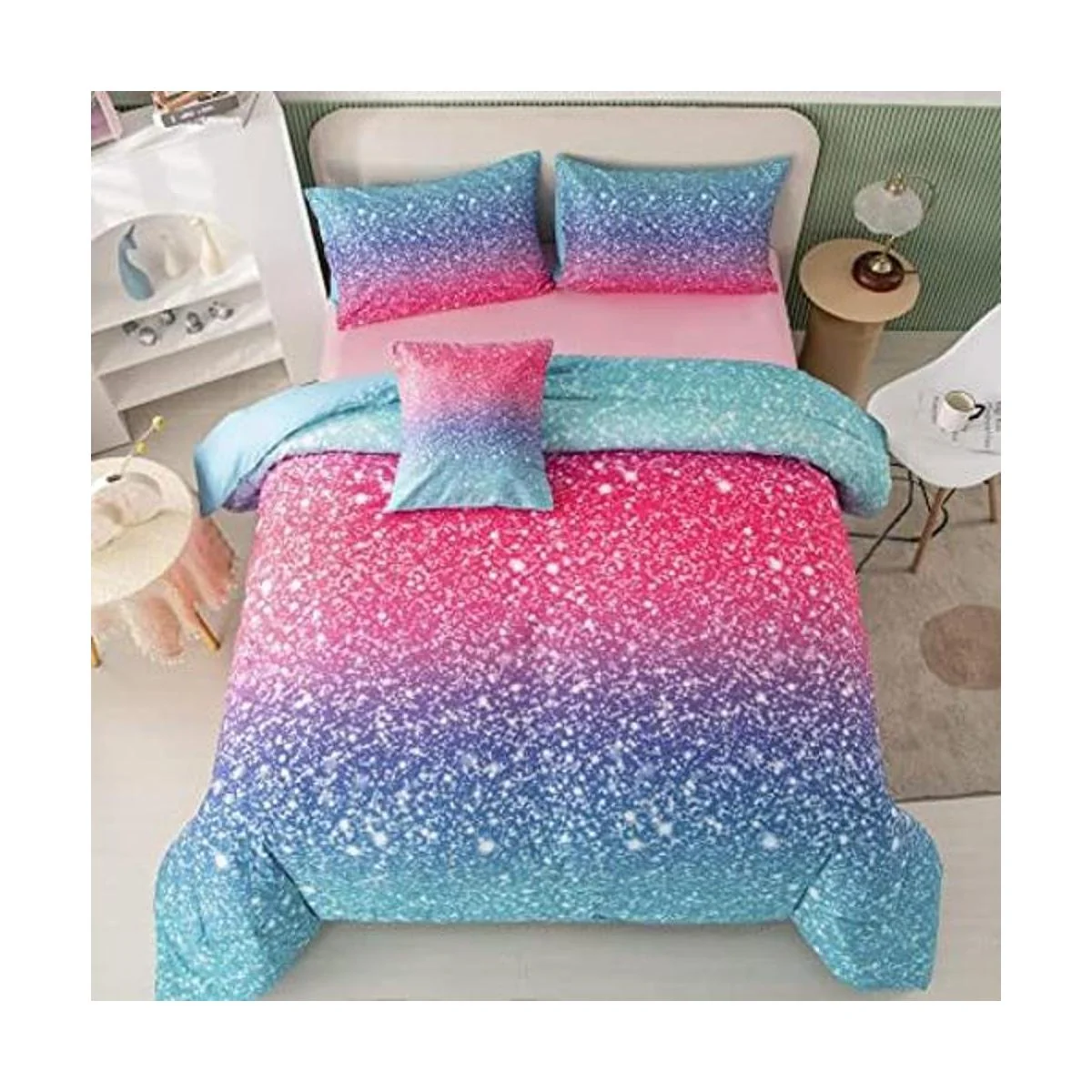 PERFEMET Juego de edredón para niñas tamaño individual 6_1