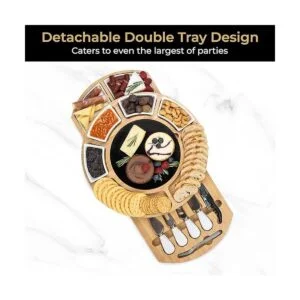 SMIRLY Juego de tabla de queso y cuchillos de bambú juego_3